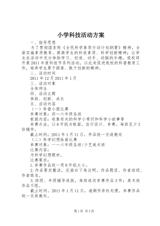 小学科技活动实施方案 