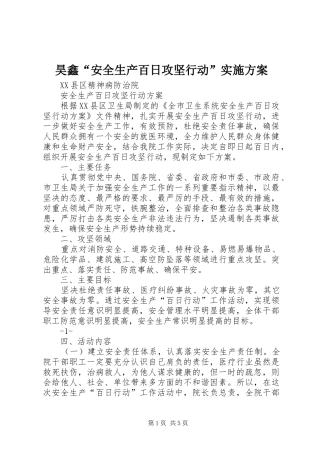 昊鑫“安全生产百日攻坚行动”方案 