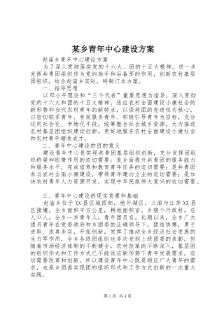 某乡青年中心建设实施方案 