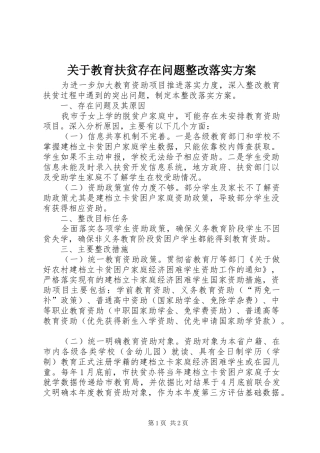 关于教育扶贫存在问题整改落实实施方案 