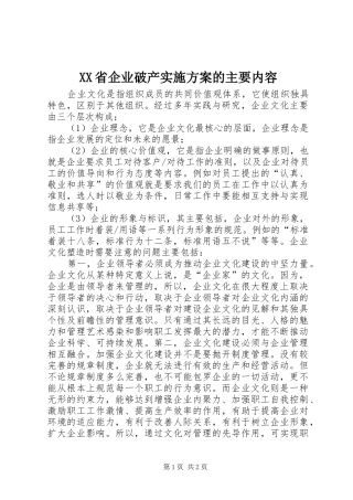 XX省企业破产方案的主要内容 