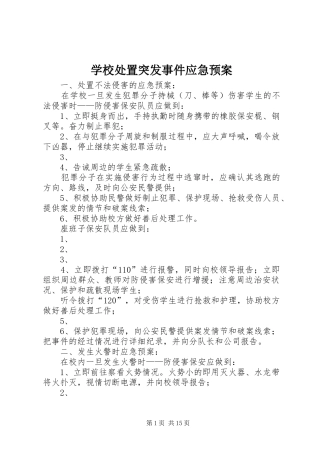 学校突发事件应急预案 