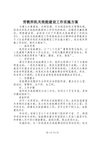 劳教所机关效能建设工作方案 