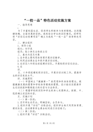 “一校一品”特色活动方案 