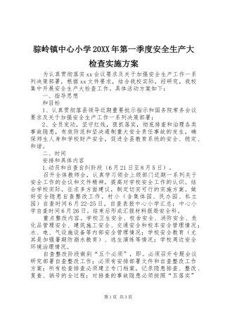 骔岭镇中心小学20XX年第一季度安全生产大检查方案 (5)