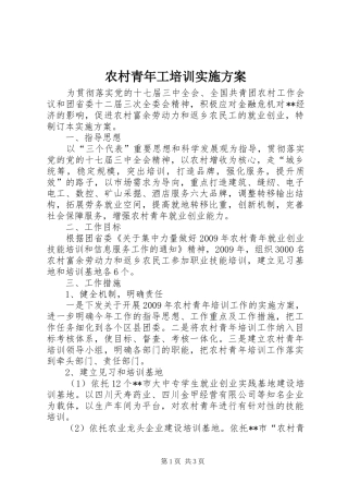农村青年工培训方案 