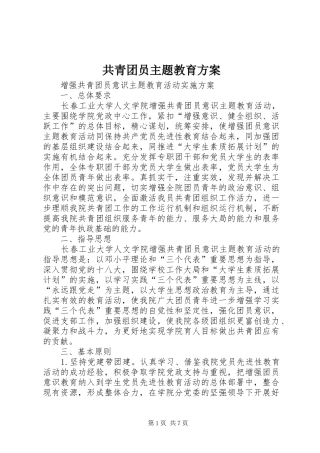 共青团员主题教育实施方案 