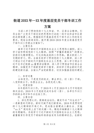 街道20XX年—XX年度基层党员干部冬训工作实施方案 