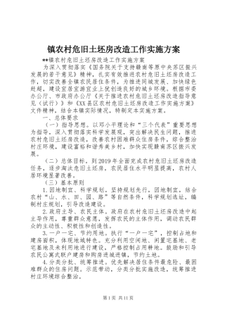 镇农村危旧土坯房改造工作方案 