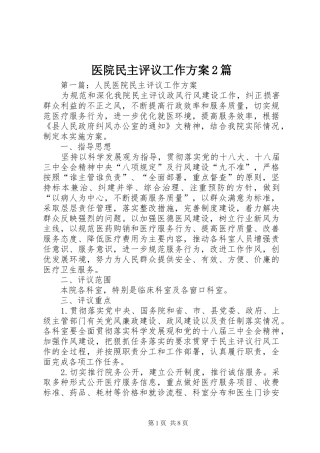 医院民主评议工作方案2篇