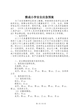 雅成小学安全应急预案