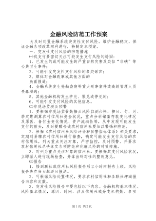 金融风险防范工作应急预案 