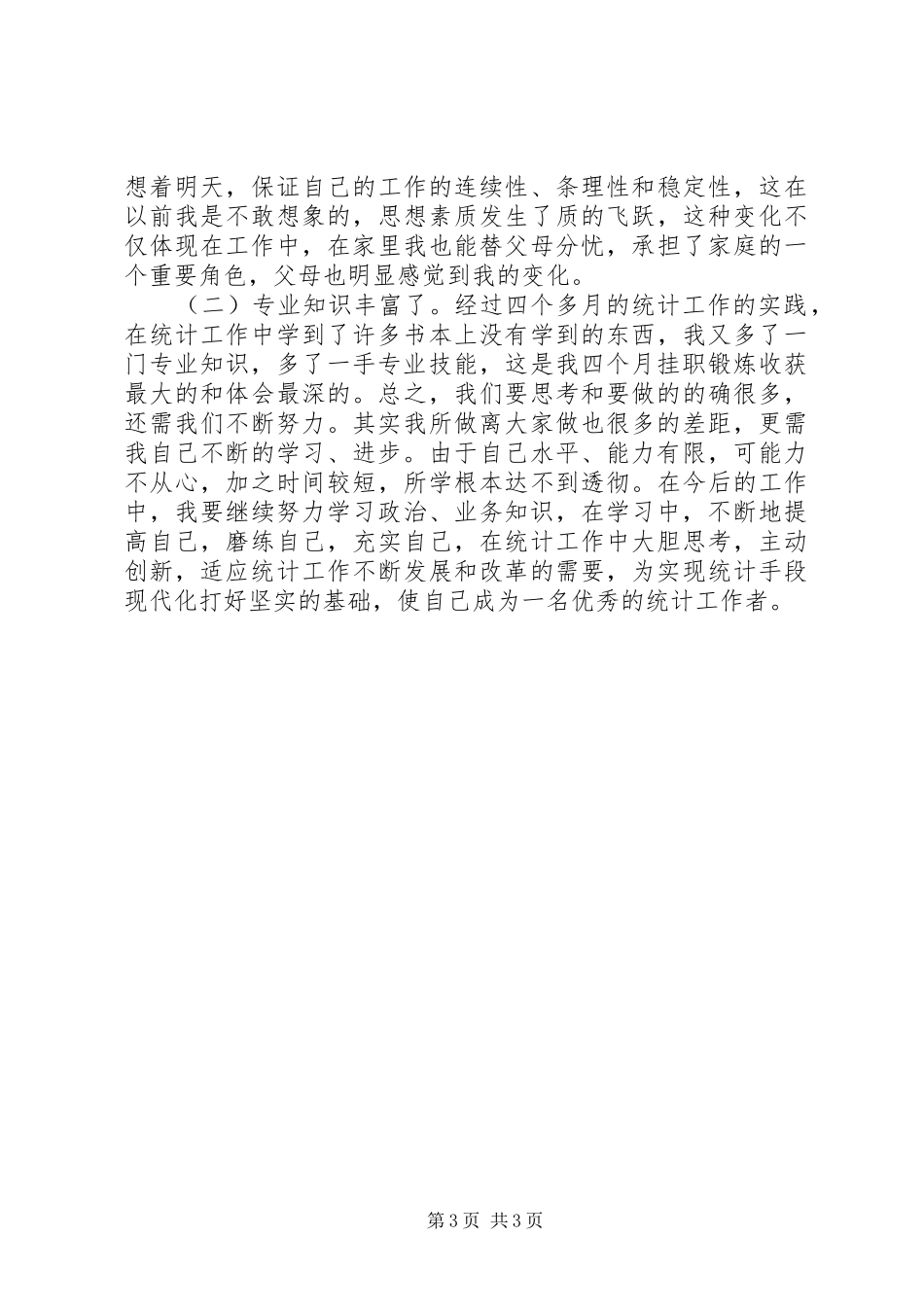 铁路统计员挂职锻炼期间工作总结_第3页