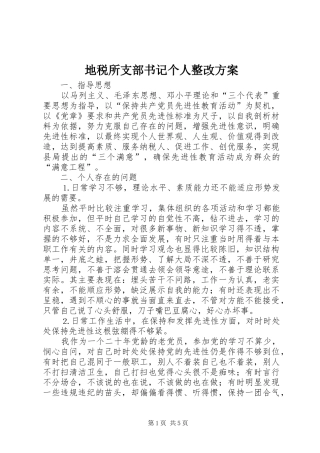 地税所支部书记个人整改实施方案 