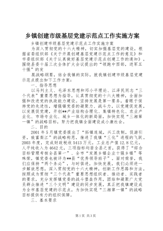 乡镇创建市级基层党建示范点工作方案 