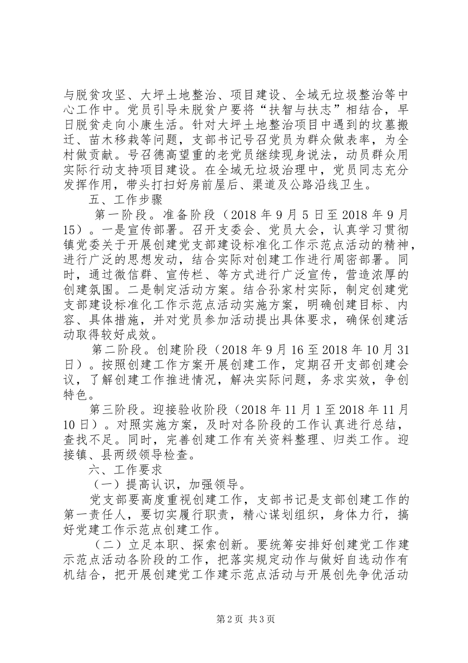 孙家村农村党支部标准化示范点创建工作实施方案 _第2页