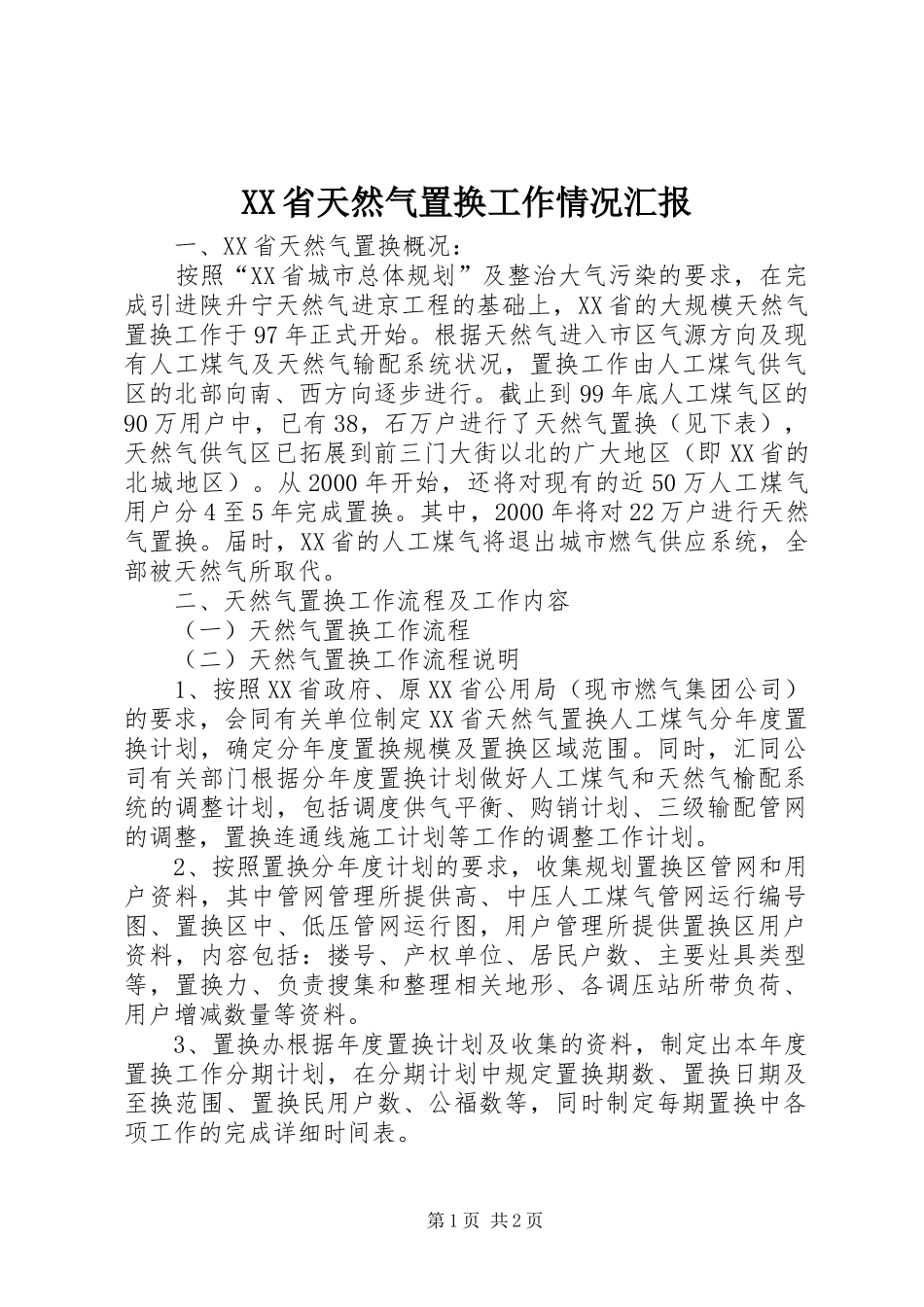 XX省天然气置换工作情况汇报 _第1页