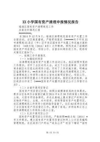 XX小学国有资产清理申报情况报告 