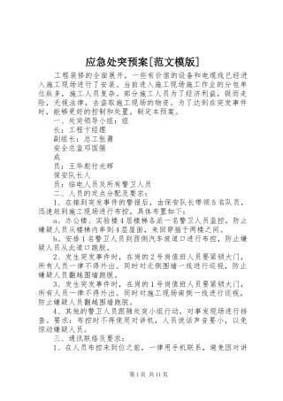应急处突预案[范文模版]