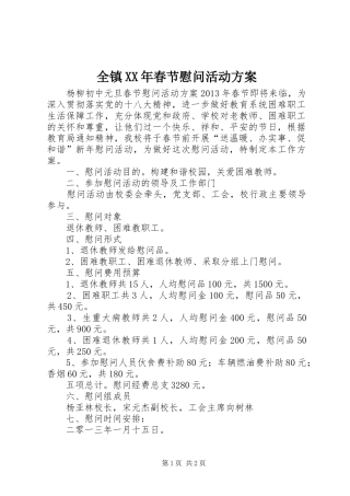 全镇XX年春节慰问活动实施方案 