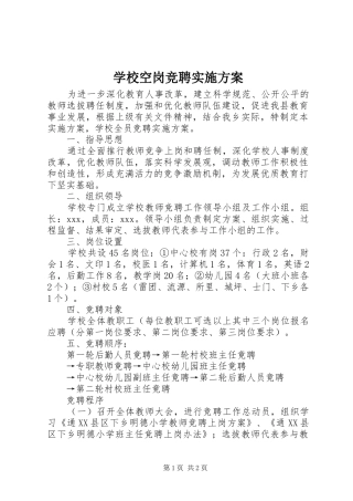 学校空岗竞聘方案 