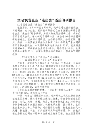 XX省民营企业“走出去”综合调研报告 