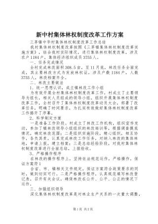 新中村集体林权制度改革工作实施方案 