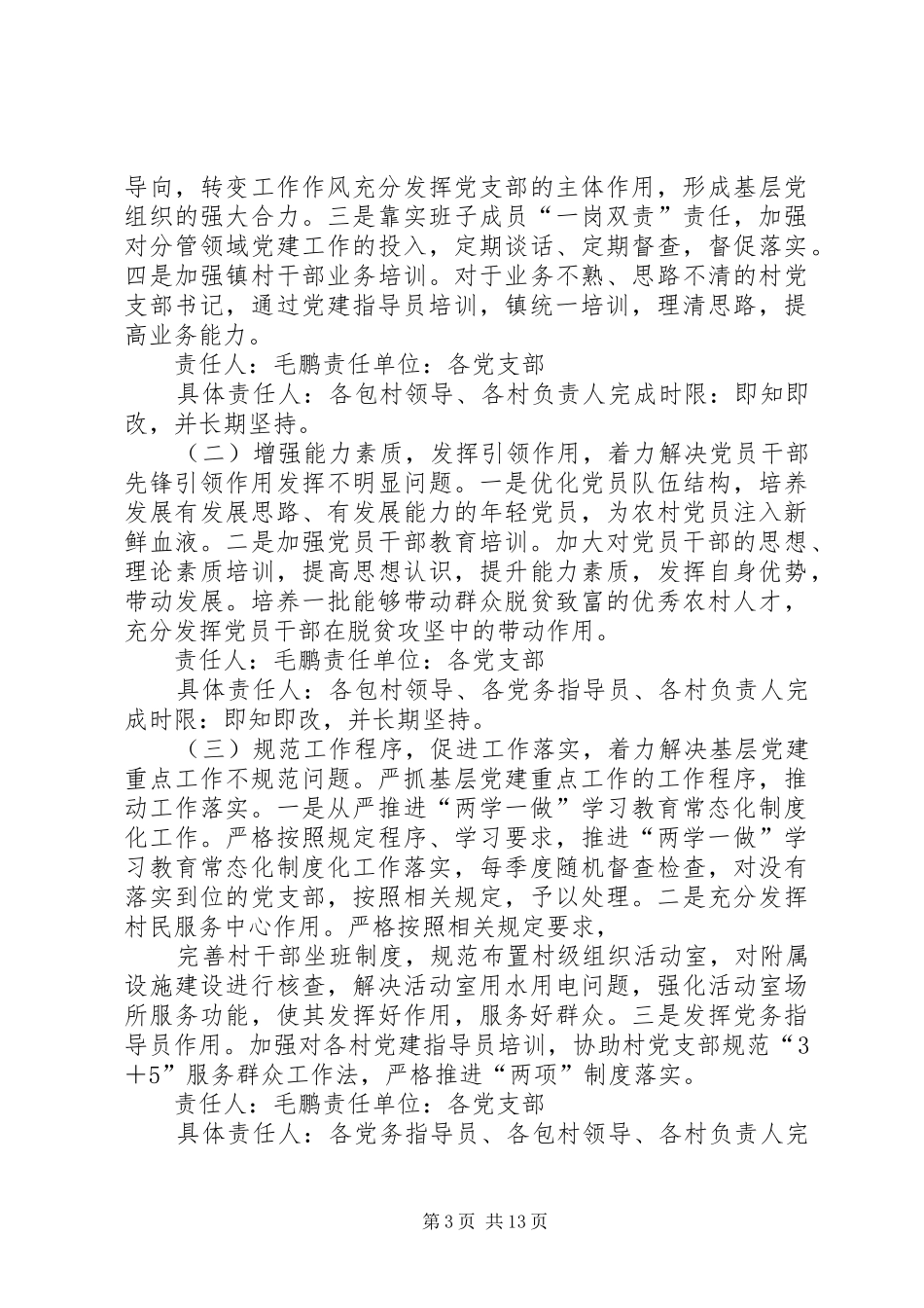 基层党建整改实施方案 _第3页