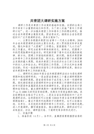 共青团大调研方案 