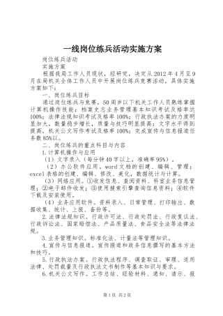 一线岗位练兵活动实施方案