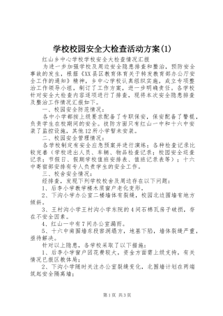 学校校园安全大检查活动实施方案