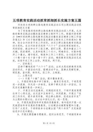 五项教育实践活动抓常抓细抓长方案五篇 