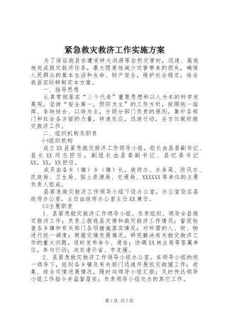 紧急救灾救济工作方案 