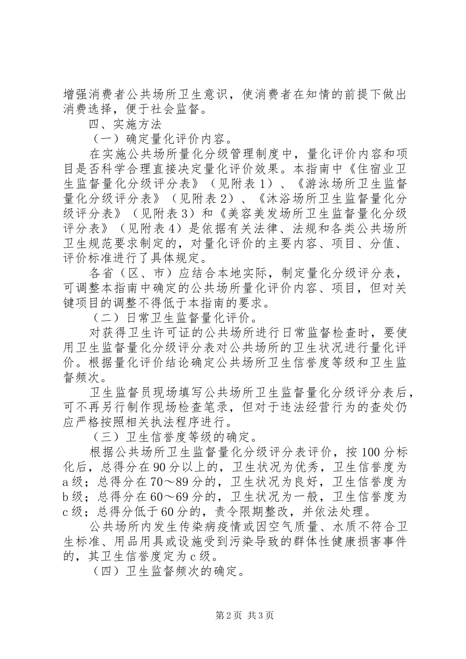 公共场所卫生监督量化分级管理试点工作实施方案 _第2页