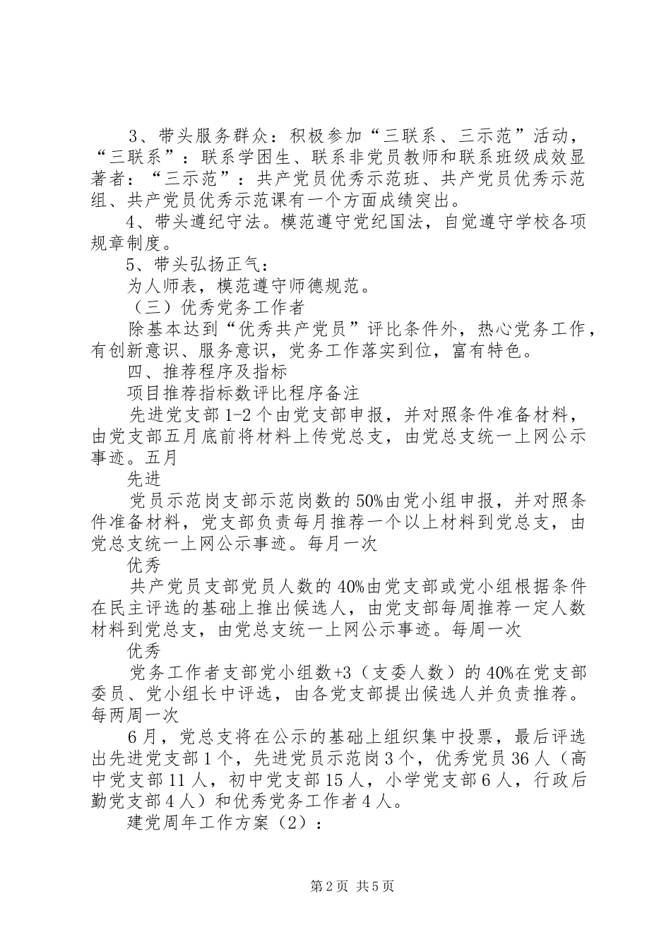 建党周年工作实施方案2篇_第2页