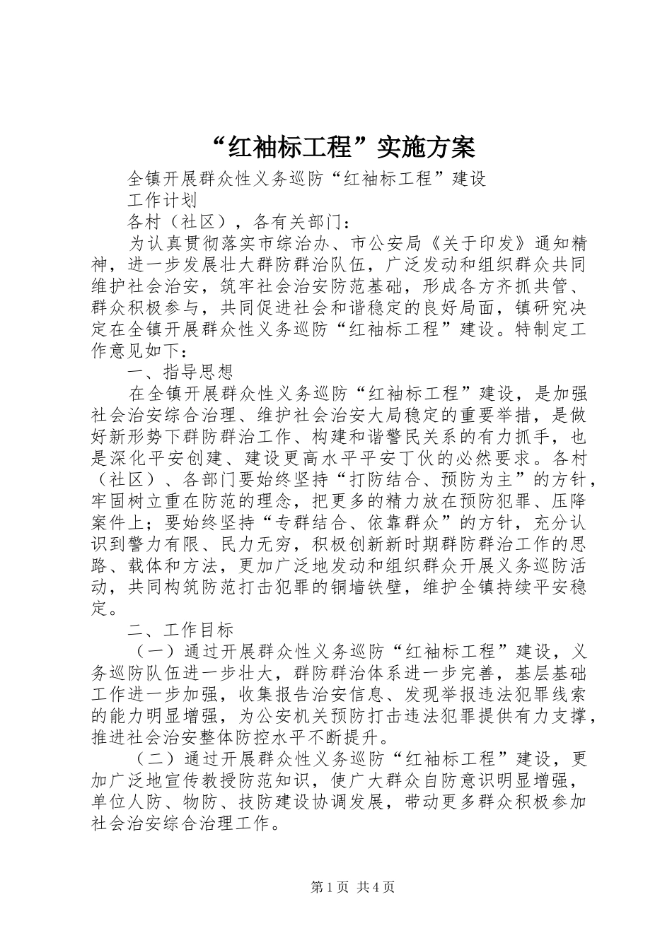 “红袖标工程”方案 _第1页