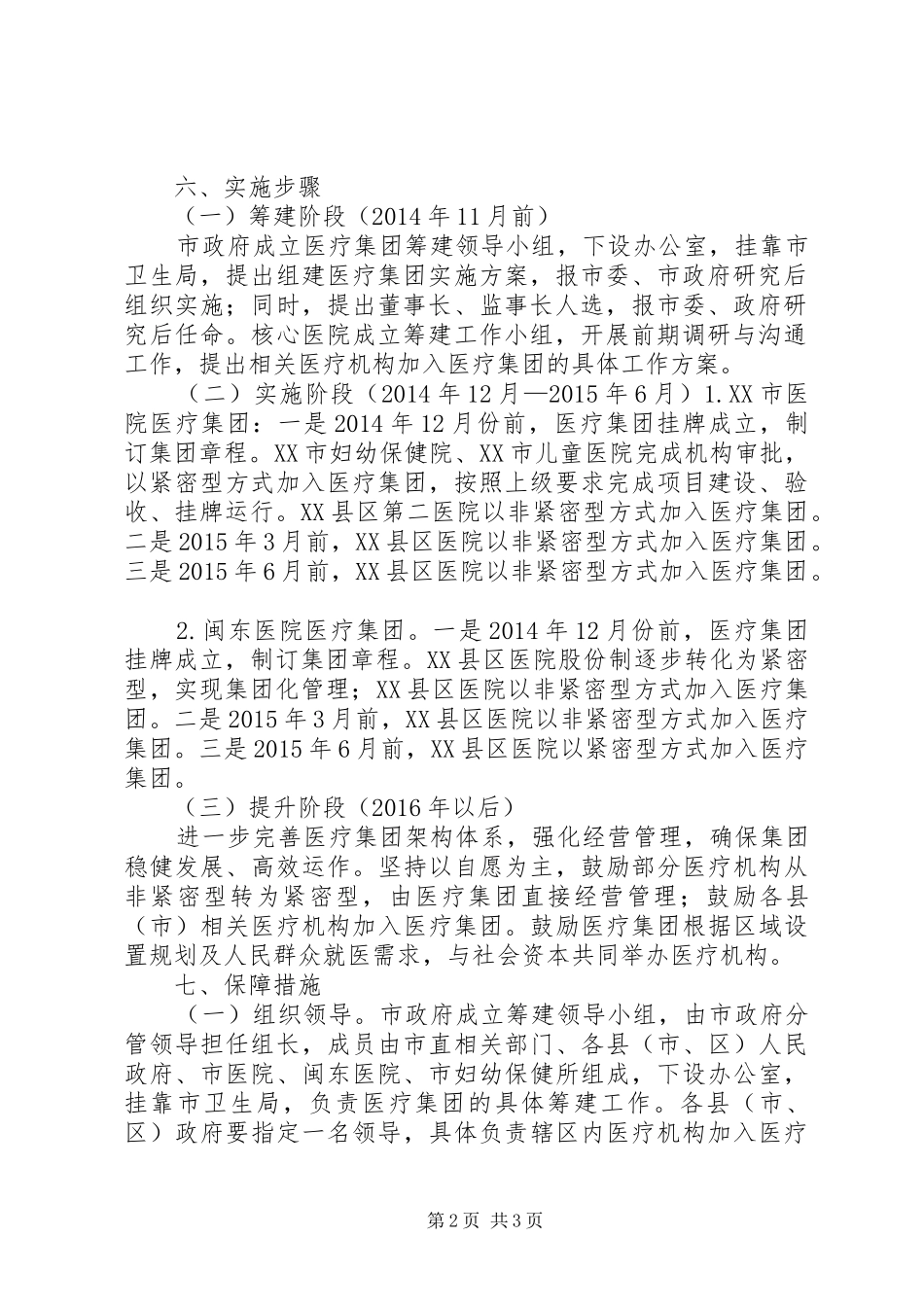 XX市医疗集团组建实施方案征求意见稿(8月25日改)_第2页