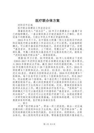 医疗联合体实施方案 