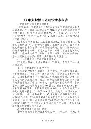 XX市大规模生态建设考察报告 