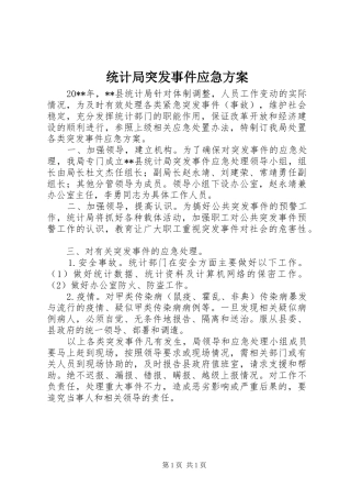 统计局突发事件应急方案