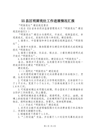 XX县区明厨亮灶工作进展情况汇报 