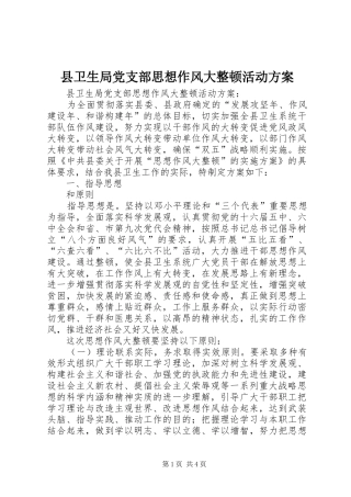 县卫生局党支部思想作风大整顿活动方案