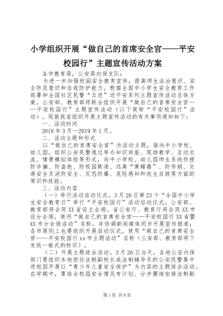 小学组织开展“做自己的首席安全官——平安校园行”主题宣传活动方案