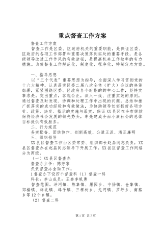 重点督查工作方案