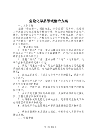 危险化学品领域整治方案