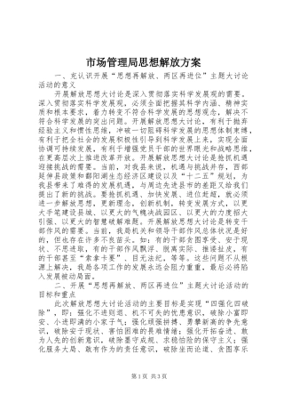 市场管理局思想解放方案