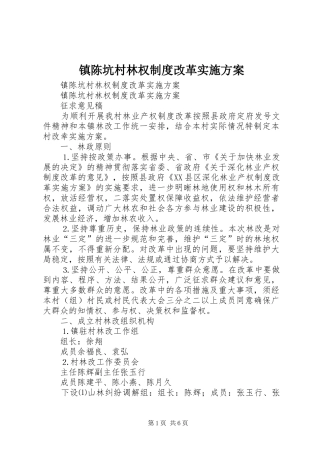镇陈坑村林权制度改革实施方案
