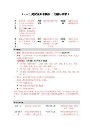 岗位说明书模版