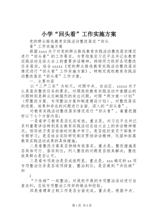 小学“回头看”工作实施方案