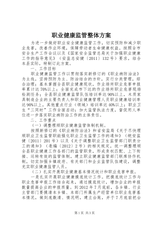 职业健康监管整体方案
